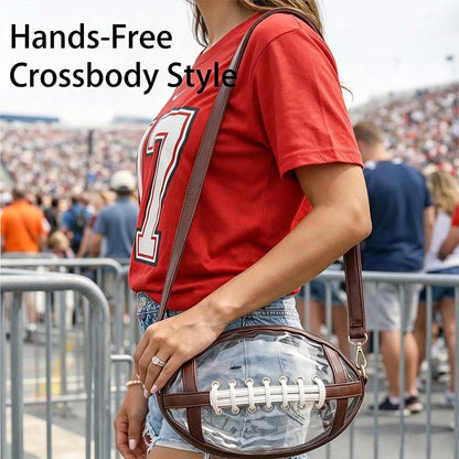 Clear Football Shaped Crossbody Bag Transparent PVC Stadium Approved Game Day Bag 🏈
