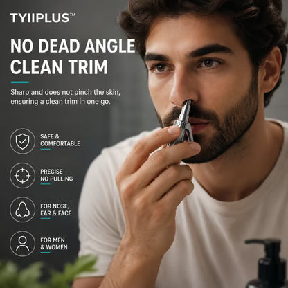 Manual Nose Hair Trimmer,Stainless Steel,Waterproof,No Battery Needed👃🧽