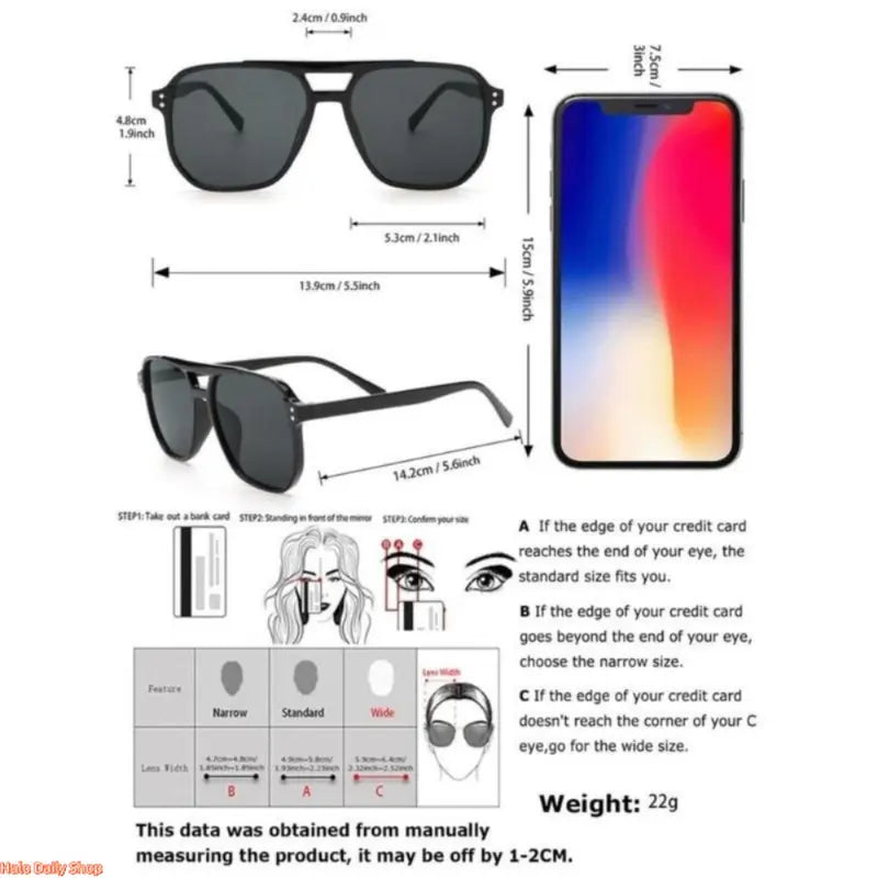 Women's Polarized Sunglasses Set - Y2K Unisex Double Bridge Aviator🕶️