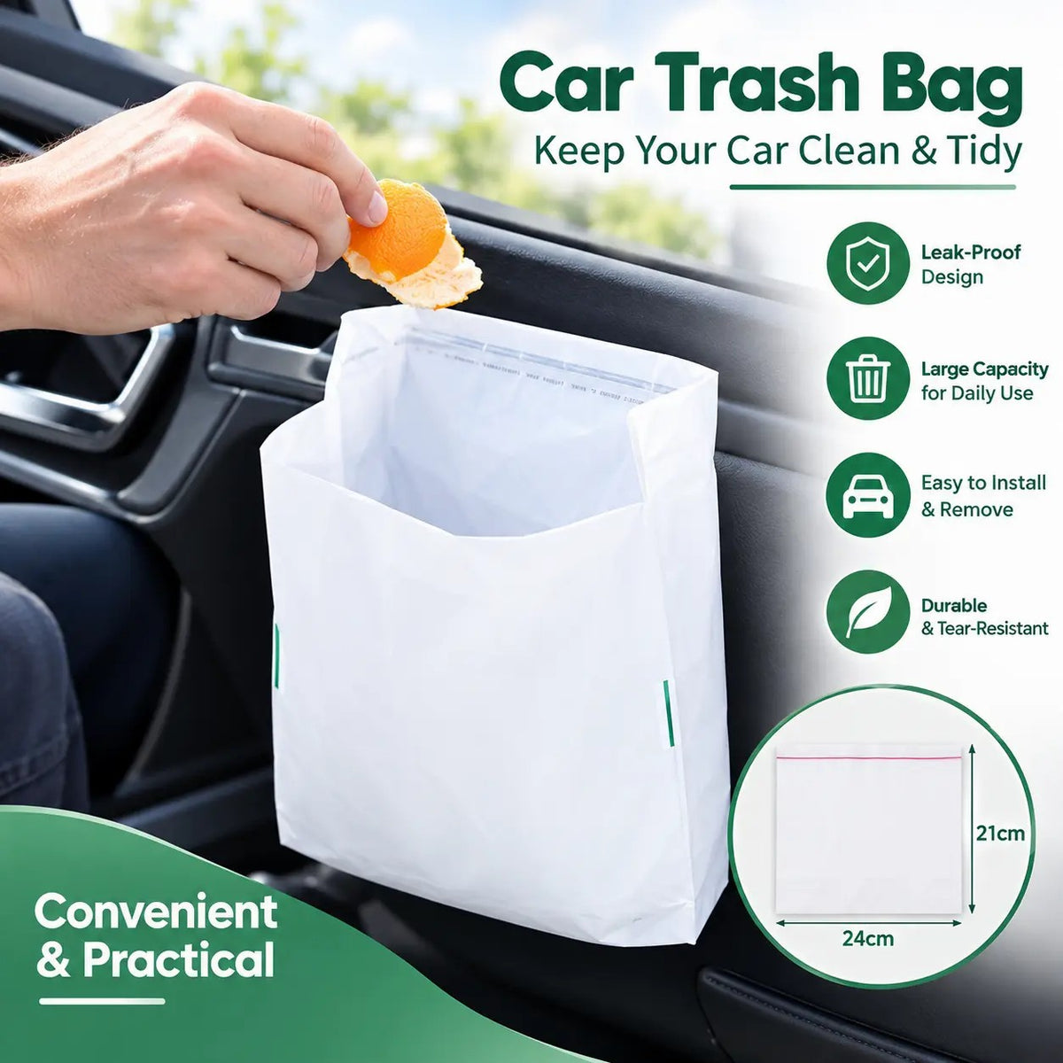 20 Counts Car Trash Bag, Self-Adhesive Vertical Disposable Cleaning Bag🗑️