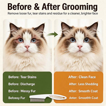 2PCS Pet Face Comb Set for Cats & Dogs, Fine Tooth Stainless Steel Grooming Comb🐾