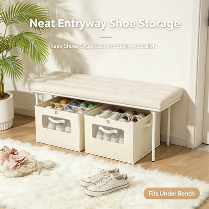 Foldable Shoe Organizer for Closet with Clear Cover, Large Stackable Shoe Storage Box✨