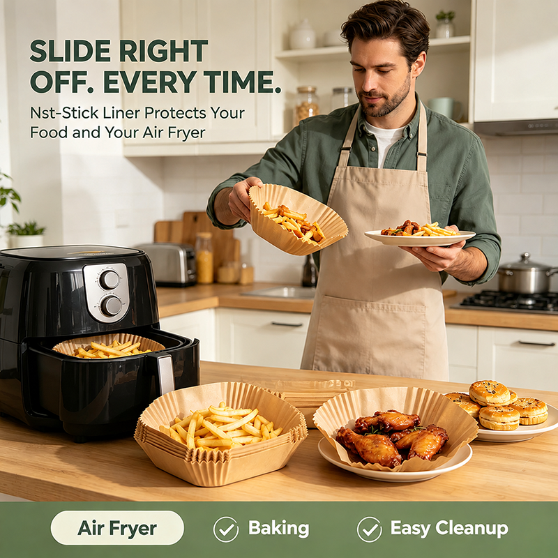 100Pcs Parchment Paper,Air Fryer Paper Liners, Air Fryer Liners Disposable🍳