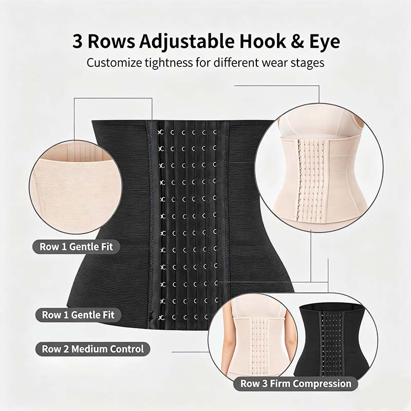 Women's Solid Color Hook & Eye Closure Waist Trainer, Adjustable Tummy Control Shaper🧘‍♀️