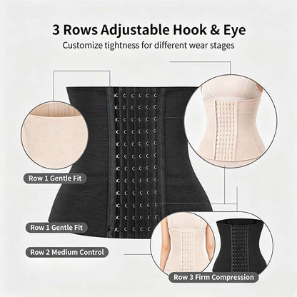 Women's Solid Color Hook & Eye Closure Waist Trainer, Adjustable Tummy Control Shaper🧘‍♀️