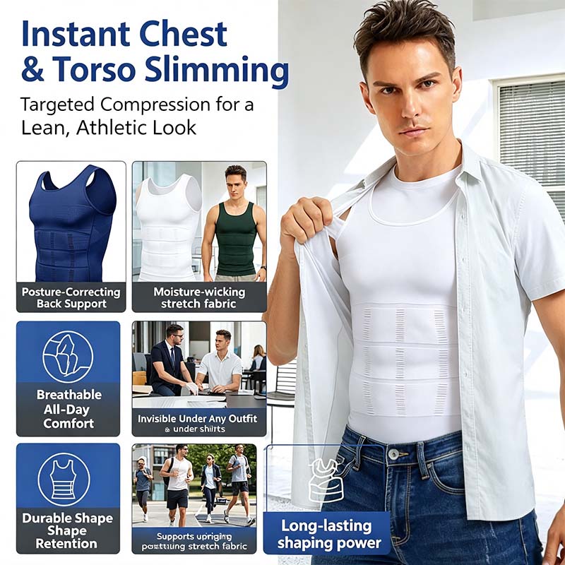 Men Round Neck Compression Tank Top,Men Shaping Vest,Men Sleeveless Shirt Shapewear💪 ✨