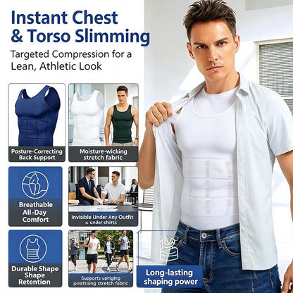 Men Round Neck Compression Tank Top,Men Shaping Vest,Men Sleeveless Shirt Shapewear💪 ✨