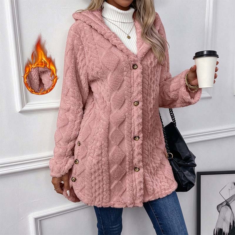 Women's Hooded Double-Sided Fleece Cardigan Long Sleeve Casual Warm Outerwear 🧥