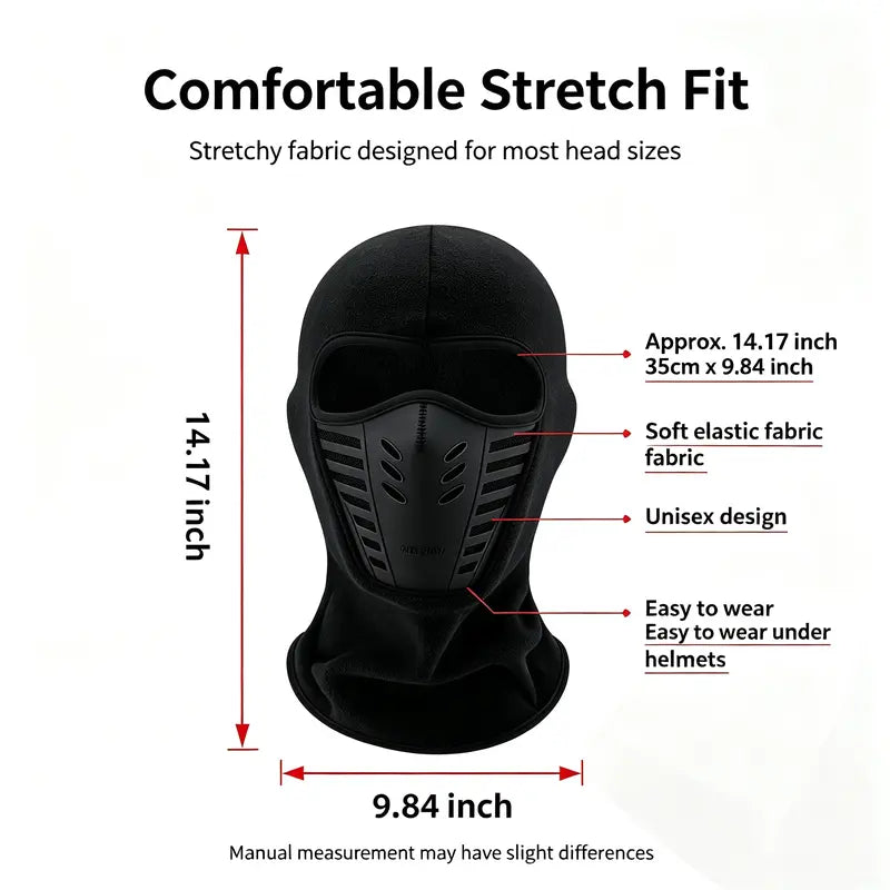 Unisex Fleece Full Face Balaclava Ski Mask - Windproof, Anti-Haze, Soft Sports & Outdoor Hat 🧢💨