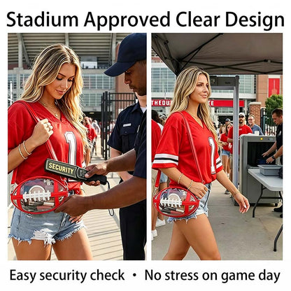 Clear Football Shaped Crossbody Bag Transparent PVC Stadium Approved Game Day Bag 🏈