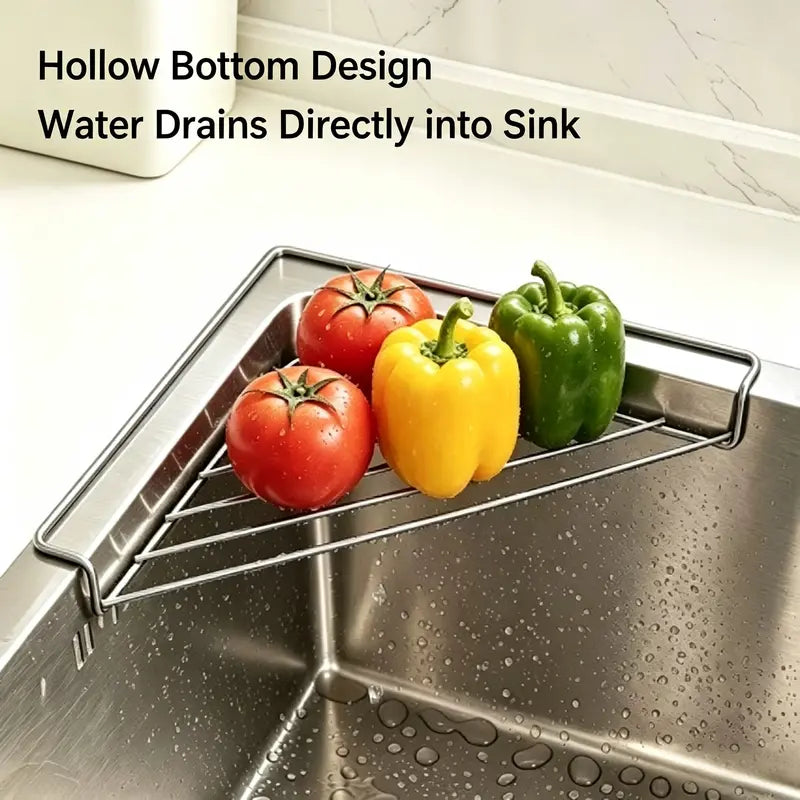 2PCS Stainless Steel Corner Sink Shelf with Triangular Open Wire Rack Design🍳
