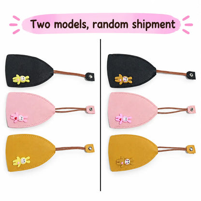 [Set of 3 - Orange, Pink & Black] Cute Cartoon Pull-out Key Case, Portable Leather Car Key Holder🔑