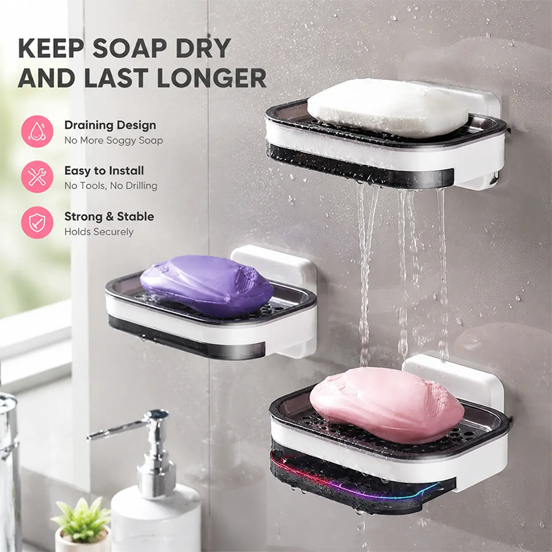 Wall Mounted Double-Layer Soap Bar Holder with Drainage Holes - Bathroom Accessory🧼