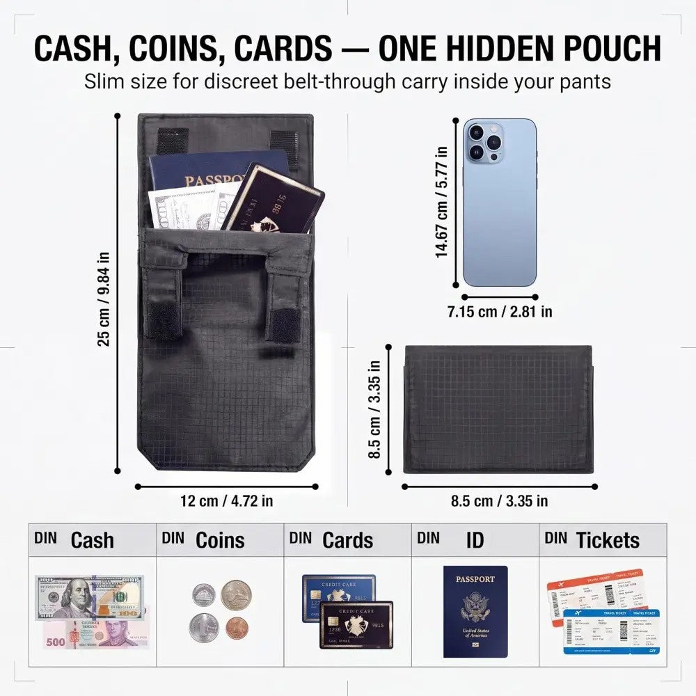 Anti-Theft Passport Pouch, Multifunctional Phone and ID Waist Pouch💳