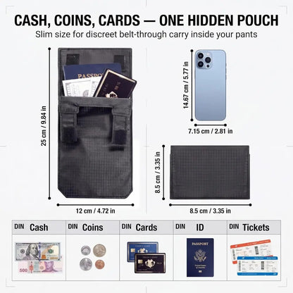 Anti-Theft Passport Pouch, Multifunctional Phone and ID Waist Pouch💳