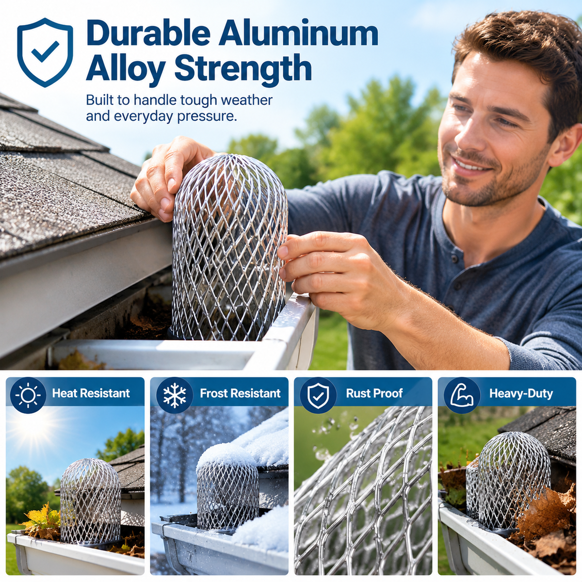 2PCS Aluminum Alloy Gutter Guard Filter , Roof Rain Gutter Downspout Strainer🍂