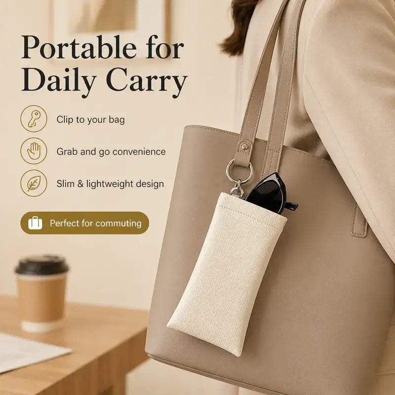Soft PU Leather Sunglasses Pouch Elastic Opening Eyeglasses Bag🎒