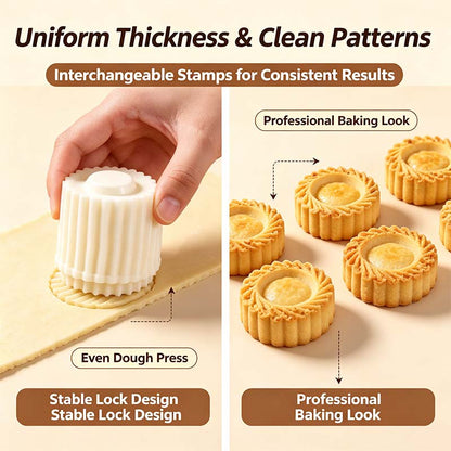 2PCS Sunflower-Patterned Round Hand-Press Mooncake Mold, French-Style Lace Pastry Mold🥮
