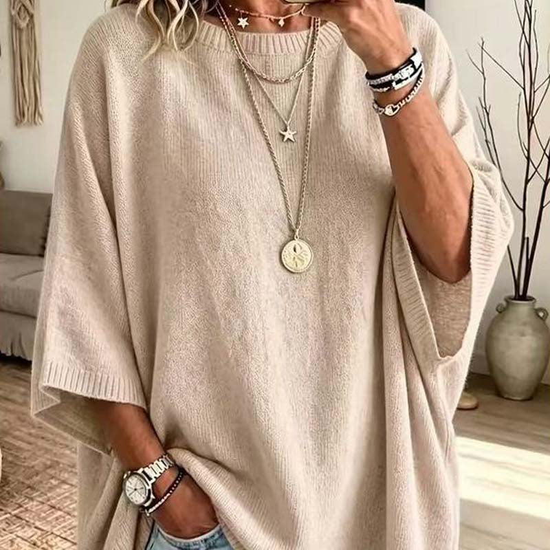 Loose-Fitting, Solid-Color, Casual Knit Sweater for Women, Perfect as An Outer Layer 👚