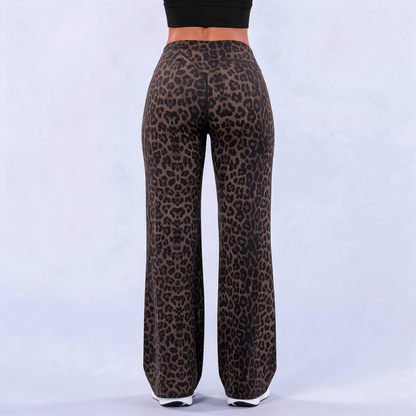 Women’s Light Simple Leopard-Print Wide-Leg Pants - Elastic Waistband, Fluid Drape 🐆