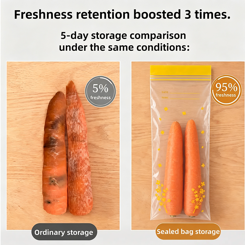 15PCS/Set Thick Double Seal Food Storage Bags, Reusable Self-Sealing Pouches🍎