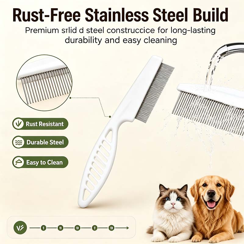 2PCS Pet Face Comb Set for Cats & Dogs, Fine Tooth Stainless Steel Grooming Comb🐾