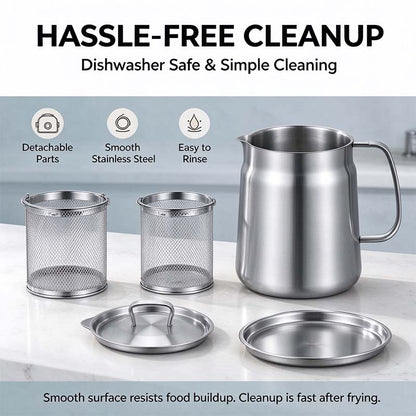 304 Stainless Steel Deep Fryer Pot Set - Durable, Compact Household Kitchen Supplies 🥘