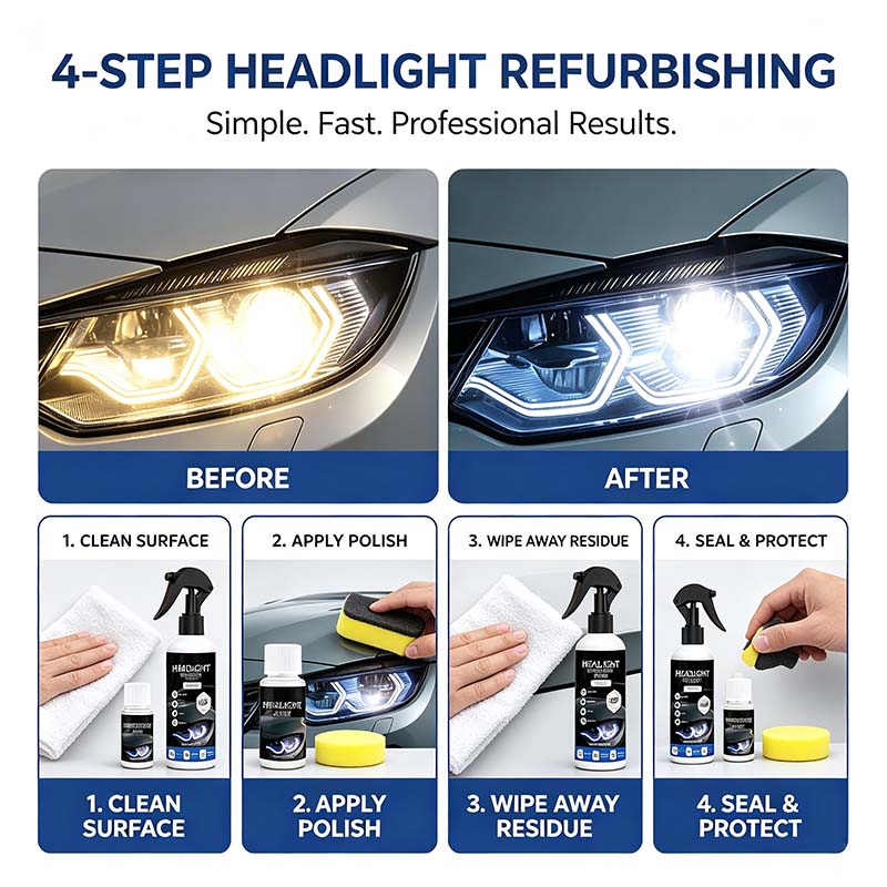 Automotive Headlight Restoration Kit: Fast & Easy Car Headlight Cleaner for Oxidized🚗