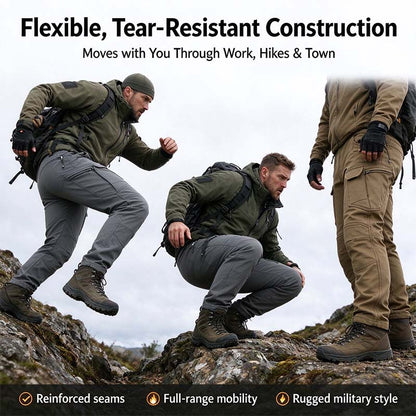 Men's Windproof & Warm Outdoor Military Tactical Pants - Fleece-Lined, Solid Color👖