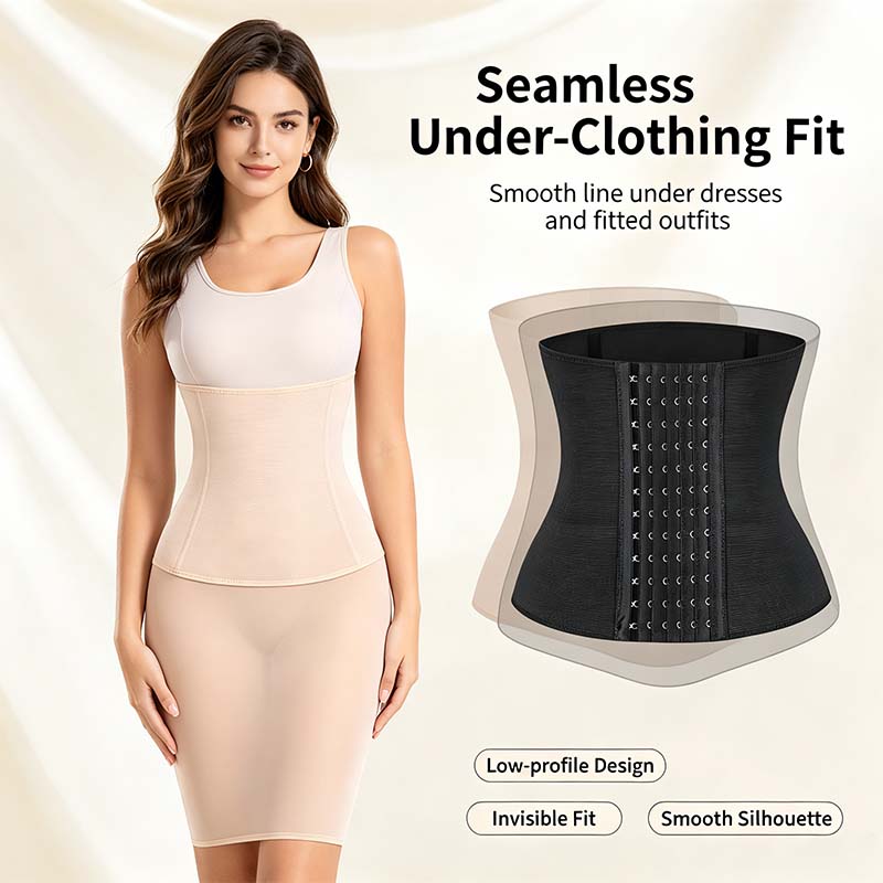 Women's Solid Color Hook & Eye Closure Waist Trainer, Adjustable Tummy Control Shaper🧘‍♀️