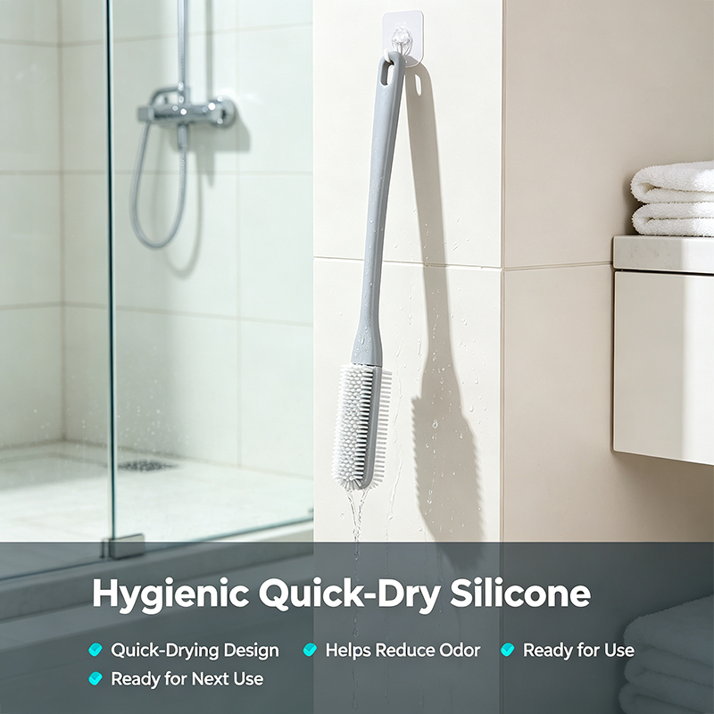 Long-Handle Silicone Soft Pedicure Tool, Shower Foot Cleaning Brush 🚿🦶