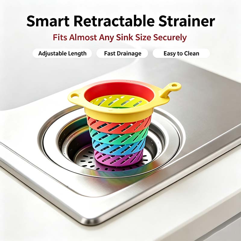 3PCS Rainbow Expandable Sink Strainer Basket, Rotatable Retractable Kitchen Sink Drain Filter🌈💧