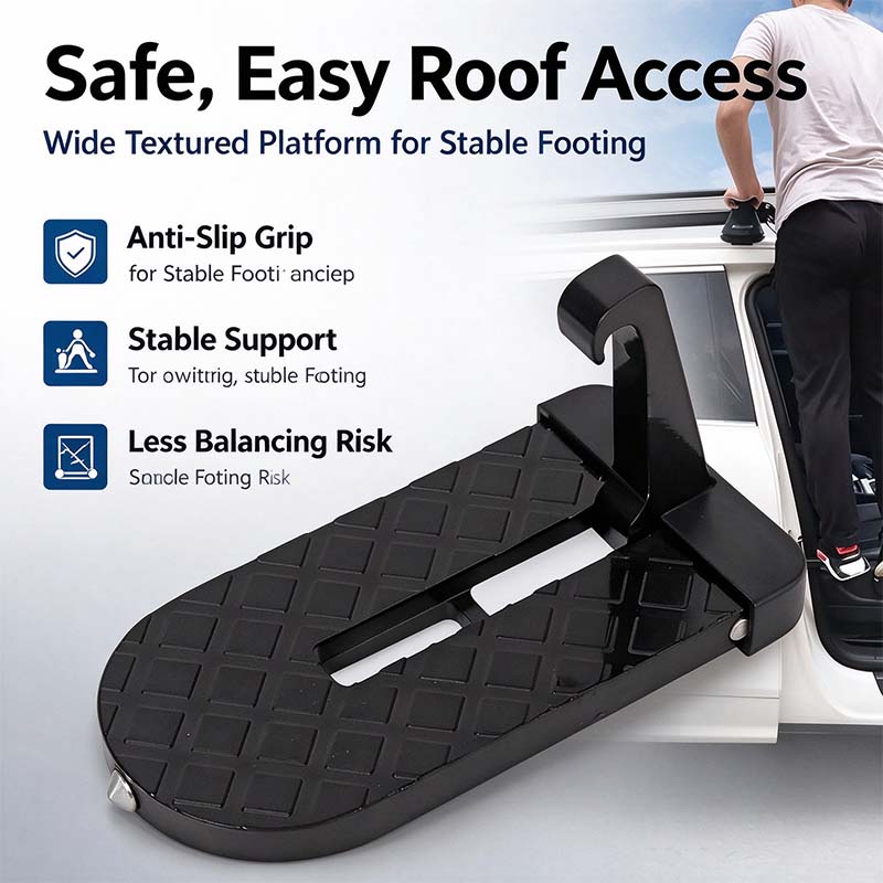 Car Door Step with Safety Hammer, Automotive Compact Anti-Slip Roof Latch Hook Ladder 🚙