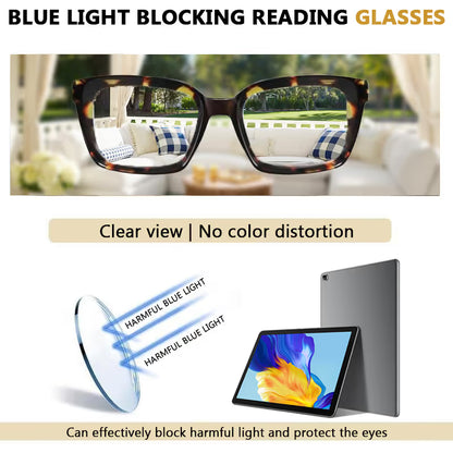 Lightweight Tortoiseshell Square Reading Glasses for Women & Men - Blue Light Blocking👓✨