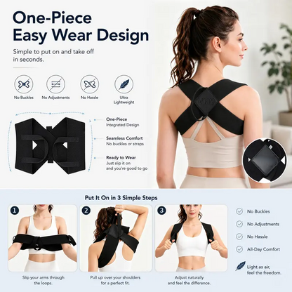 Shoulder Straps - Posture Support Straps for Men & Women – Elastic Back Support 📏