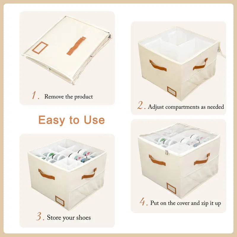 Foldable Shoe Organizer for Closet with Clear Cover, Large Stackable Shoe Storage Box✨