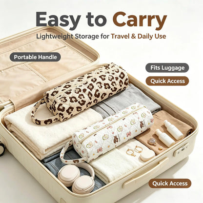 Quilted Multi‑Purpose Storage Bag, Portable Zipper Cosmetic Makeup Pouch 🎒