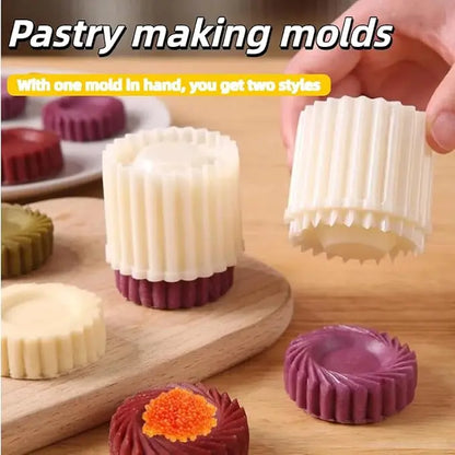 2PCS Sunflower-Patterned Round Hand-Press Mooncake Mold, French-Style Lace Pastry Mold🥮