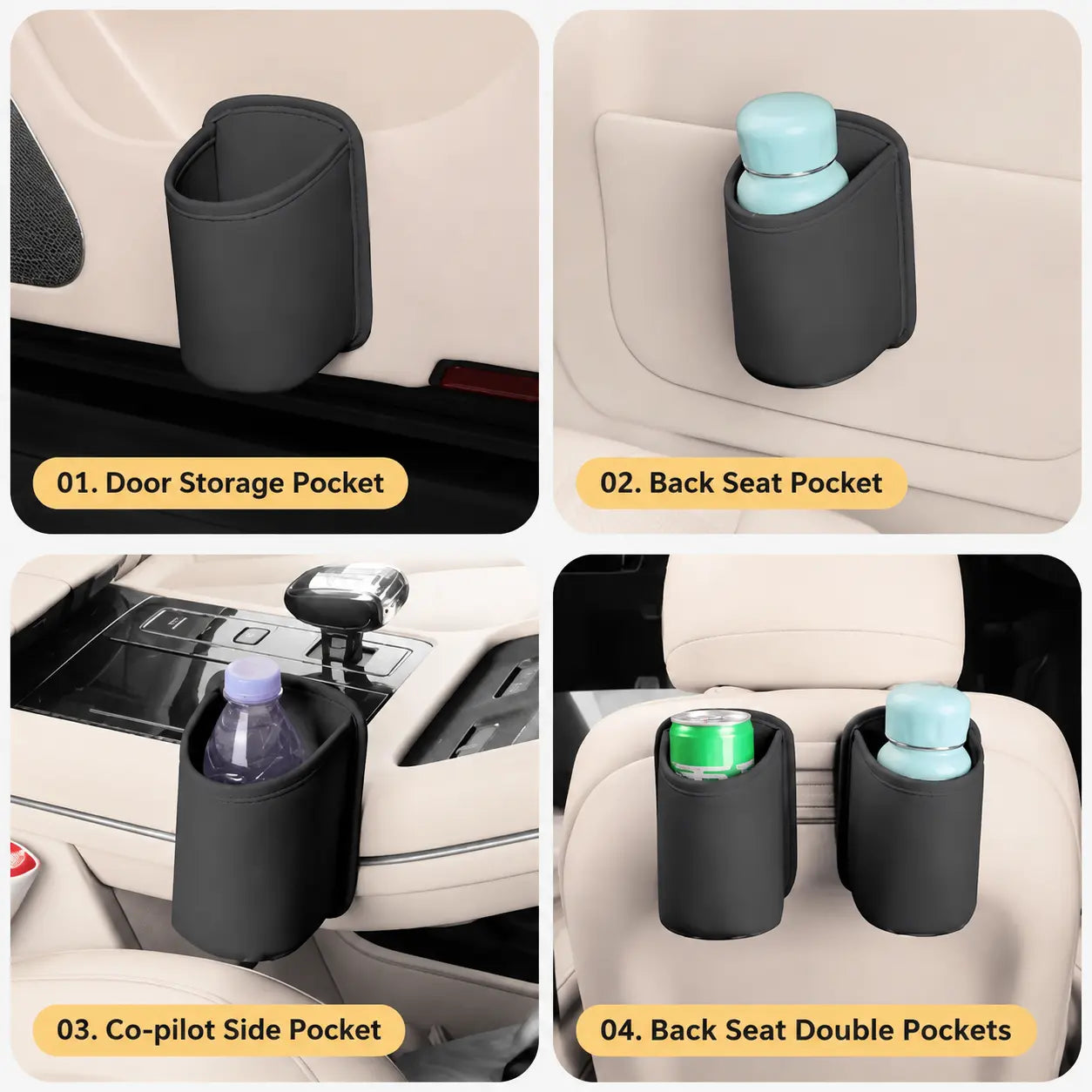 Car Cup Holder Accessory, Multi-Purpose Drink & Water Bottle Storage Pouch🚗
