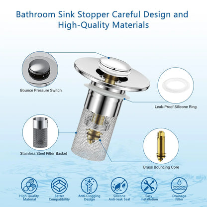 Bathroom Sink Drain Strainer, Pop Up Sink Drain Strain, Bathroom Sink Stopper 🔧✨