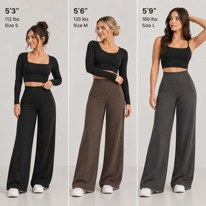 Women's Fleece Lined Wide Leg Pants,High Waisted Soft Thermal straight Leg LoungePants👖