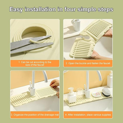Tap Mat for Kitchen Sink, Splash Guard, Silicone Drying Mat, Quick Drying Stone Sink Tray🪨🌊