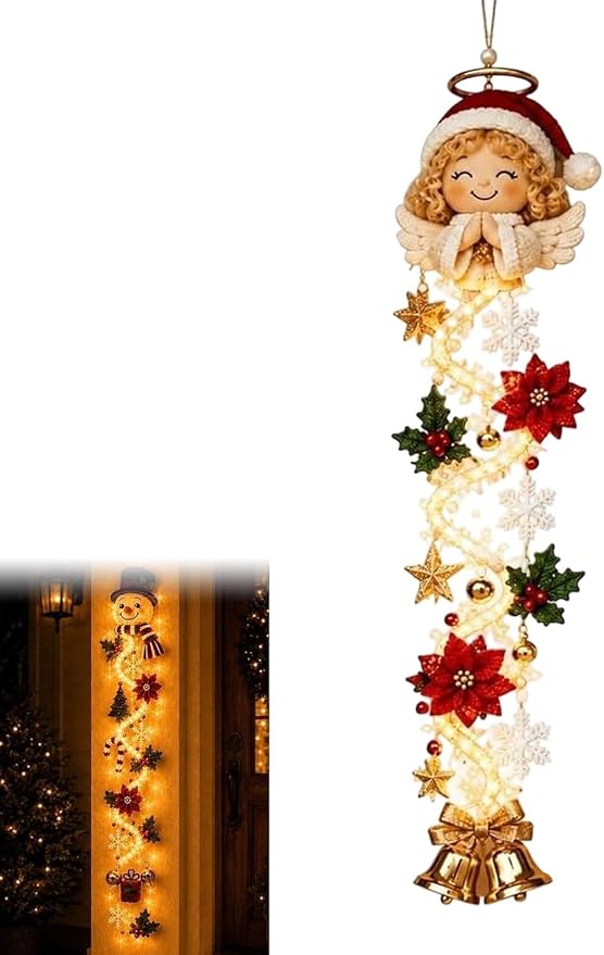 Glowing Christmas Door Hanger, Lighted Vertical Holiday Decor🎄