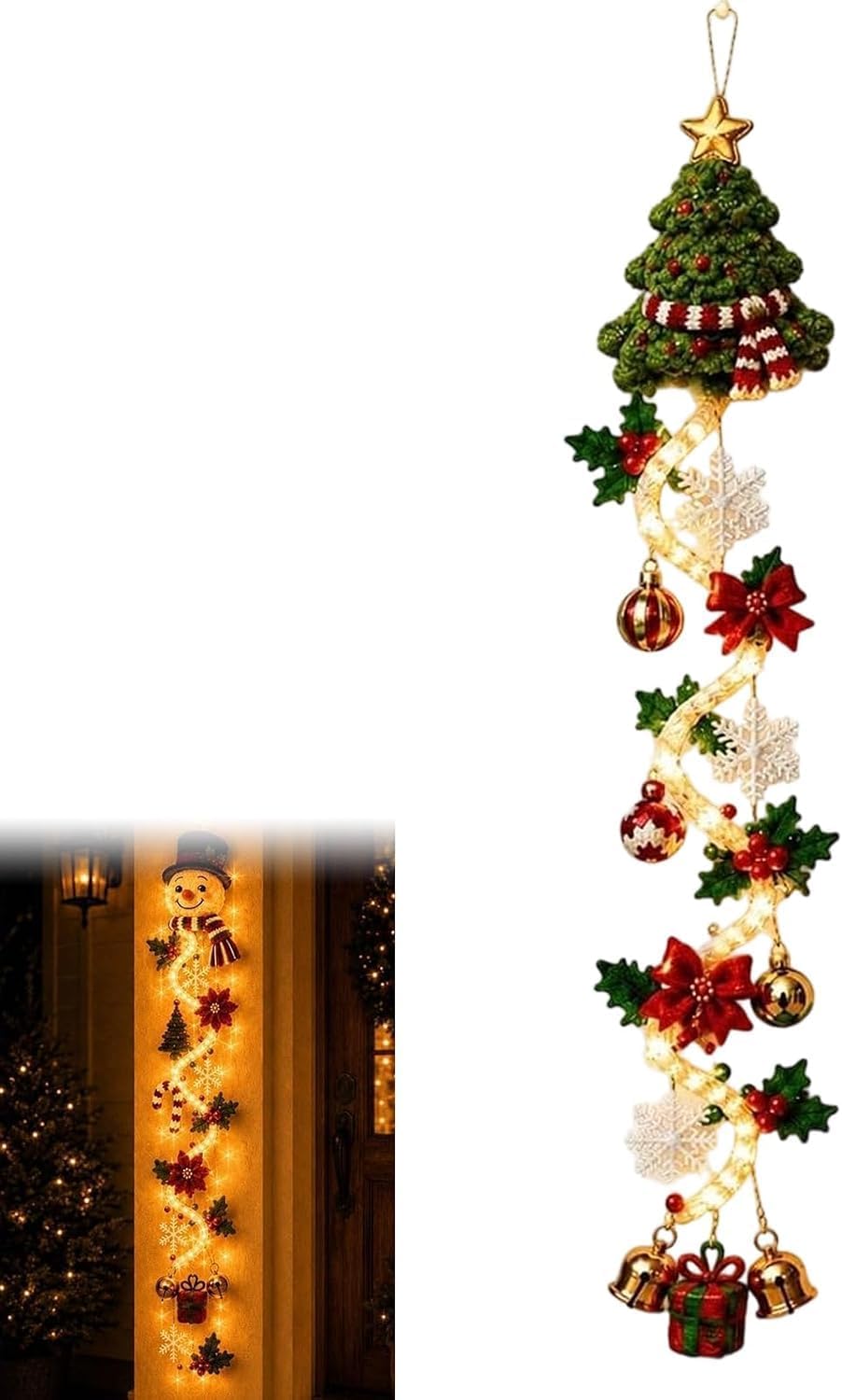 Glowing Christmas Door Hanger, Lighted Vertical Holiday Decor🎄