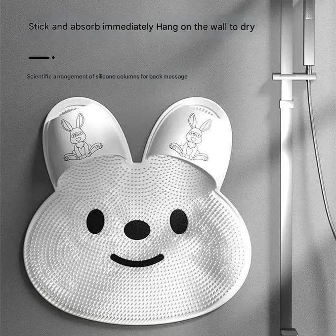 Upgrade Shower Foot Scrubber Mat with Non‑Slip Suction Cups, Rabbit‑Shaped Silicone Foot Scrubber in Shower 🐰