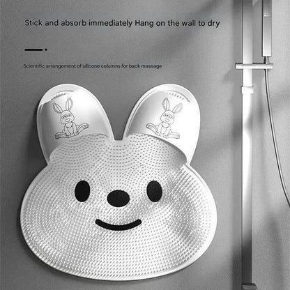 Upgrade Shower Foot Scrubber Mat with Non‑Slip Suction Cups, Rabbit‑Shaped Silicone Foot Scrubber in Shower 🐰