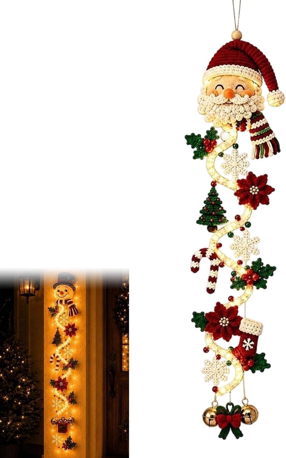 Glowing Christmas Door Hanger, Lighted Vertical Holiday Decor🎄