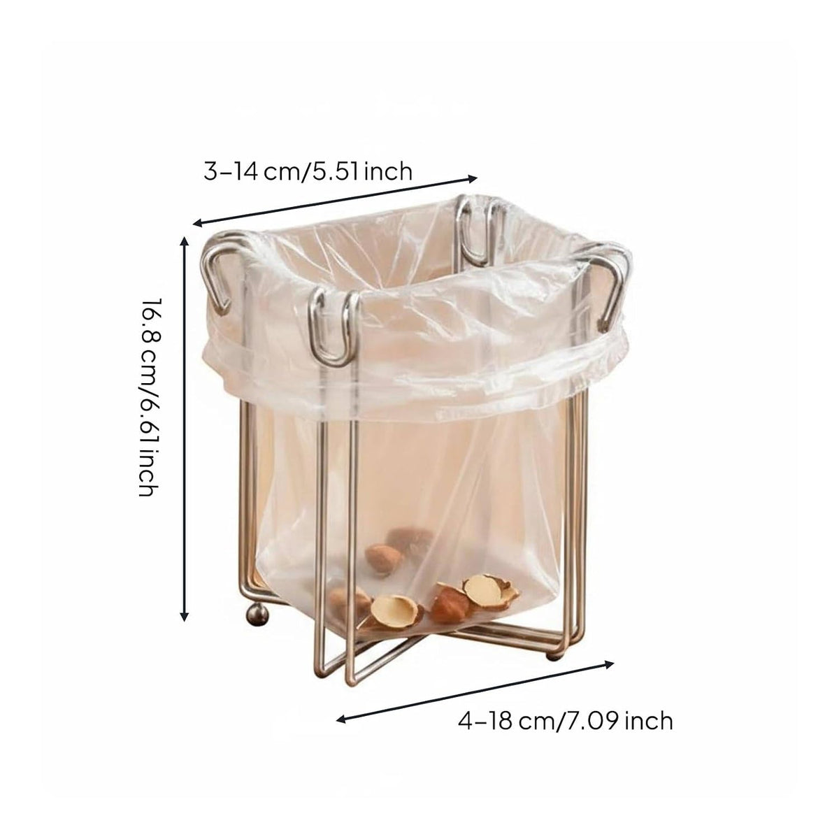 Easy to Disposal, Just Hook the Trash Bag, Foldable 304 Stainless Steel Trash Bag Holder🗑️