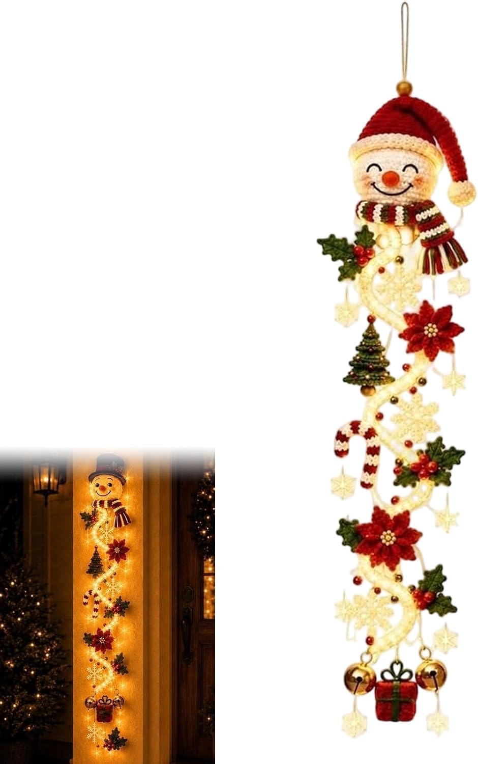Glowing Christmas Door Hanger, Lighted Vertical Holiday Decor🎄