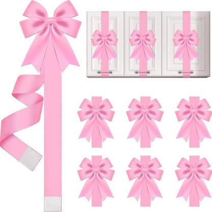 6 Pcs Red Christmas Cabinet Ribbons Bows for Kitchen Large Christmas Door Ribbon Cabinet Bows Locker 🎀🎄